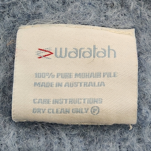 WARATAH Throw Lap Blanket Blue 100% Mohair Pile Made In Australia 50 x 40 Fringe - Picture 2 of 6